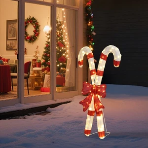 AplusChoice Christmas Candy Cane Lights Red Bowknot for Outdoor Indoor Decor - Picture 1 of 9