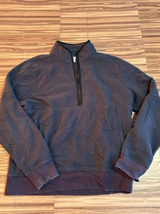 J Crew Sweater Herren Large blau einfarbig 1/4 Zip Pullover Strick Stehkragen - Bild 1 von 5