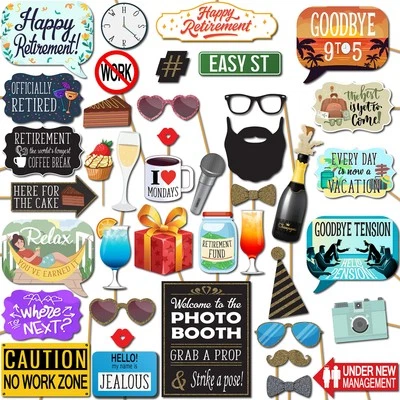 Kit de 41 accesorios para cabina de fotos de jubilación 8x10 letrero decoración de fiesta Foto 1 de 4
