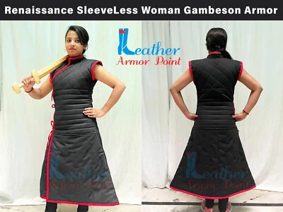Mujer Armadura Renacimiento Sin Mangas Gambesón | Chaqueta Norman Viking Larp Mujer, Foto 1 de 4