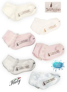 Babysocke 100% merzerisierte Baumwolle mit Spitze Made in Italy BEL PICCINO - Bild 1 von 7