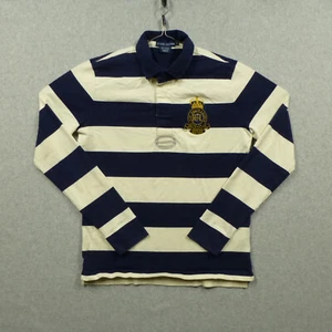 Ralph Lauren Shirt Boys Large Rugby Crest Blue White stripes Long Sleeve - Picture 1 of 9