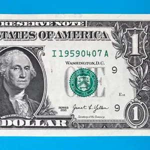 1959 April 7 (I 19590407 A) BIRTHDAY Note $1 One Dollar Bill - Picture 1 of 4