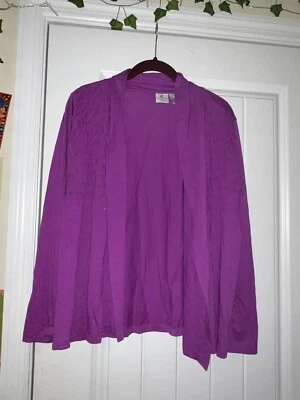 Caribbean Joe Mujer Cárdigan Abierto Morado Manga Larga PM Foto 1 de 3