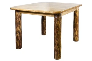 Log Kitchen Table SQUARE 45" Four Post Amish made Dining Room Tables - Picture 1 of 6