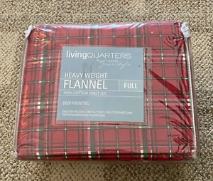 Living Quarters Flannel Sheets Heavy Weight Cotton Red Plaid Full Size - Picture 1 of 4