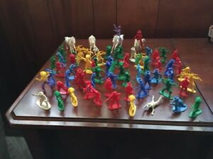 Vintage Toy Lot of 65 Cowboys/Indians/Horses - 2" Colors Rare in VG Condition