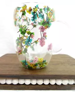 Real Dried Flower Glass Mug Coffee Tea Cup Double Wall Dried Floral Mug 12oz NEW - Picture 1 of 7