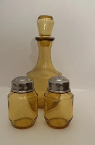 Bormioli Gelb Honig Braunglas Flasche & Salz & Pfefferstreuer 3 Stück Set - Bild 1 von 8