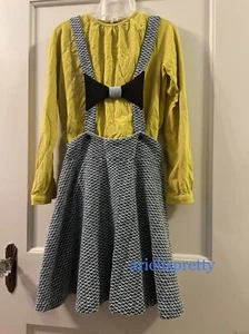 EUC Raspberry Plum Girls Overall Suspenders Skirt Shirt Set Sz 11-12 - Picture 1 of 4