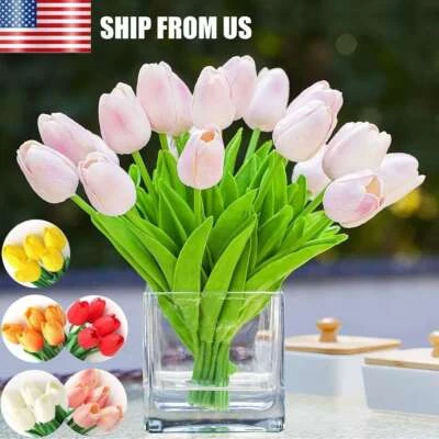 10Pcs Artificial Lifelike Tulip Flowers Bouquet Wedding Home Festival Decor Gift - Image 1 of 4