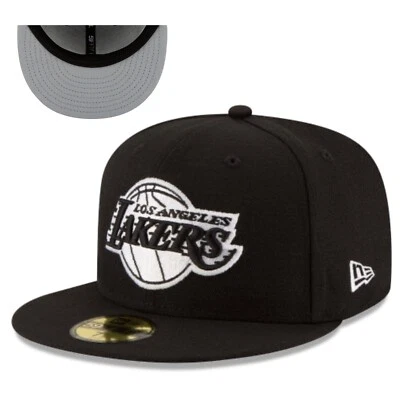 Los Angeles Lakers 59FIFTY blanco y negro ajustado - gris debajo del ala Foto 1 de 2