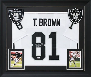 Tim Brown Authentic Signed White Pro Style Framed Jersey BAS Witnessed - Picture 1 of 1