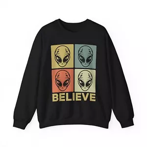 Sudadera Alien, sudadera Alien, sudadera cuello redondo para hombre, sudadera Believe, - Imagen 1 de 6