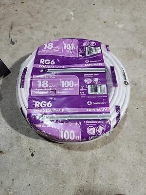 Bobina de cable coaxial Southwire 100 pies 18 AWG RG6 blanco Foto 1 de 3