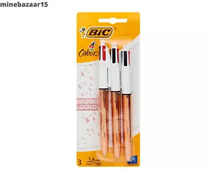 2x Bic 4 Colour Ballpoint Pens - Rose Gold. Pack of 3. B159893 |UK Free Dispatch - Picture 1 of 3