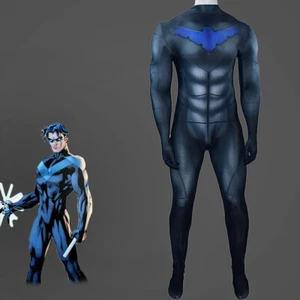 Titans Batman Nightwing Robin Jumpsuits Cosplay Adult Kids Superhero Bodysuits - Picture 1 of 9