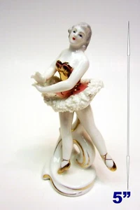 CHICA BAILARINA DE COLECCIÓN DE PORCELANA JOVEN FIGURA BAILARINA ADORME DORADA SOBRE CERÁMICA - Imagen 1 de 6
