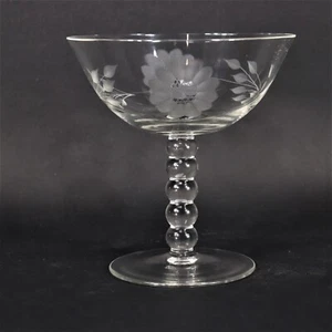 W.J. Hughes CORNFLOWER, 5 1/8" Glass Compote Ball Stem, Paden Glass  MINT! - Bild 1 von 5