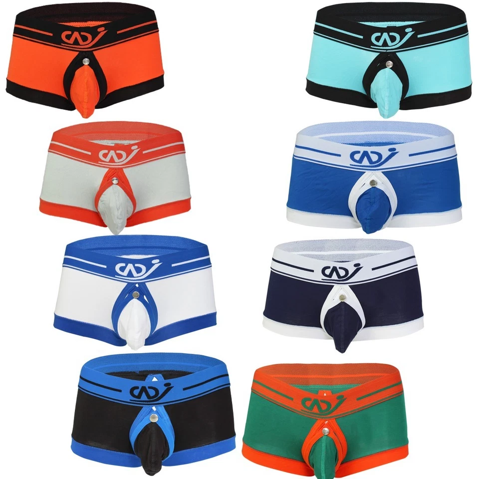 Herren Sexy Boxershorts Bulge Pouch Unterhosen Schritt Offen mit Druckknöpfen - Bild 1 von 1