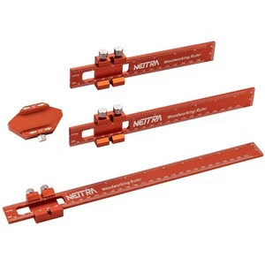 Woodworking Ruler, 3PCS (6/8/12 Inches) Metal Pocket Rule with a 45° & 30° Sl... - Picture 1 of 9