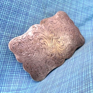 Western Floral Scroll Dress Belt Buckle Sterling Silver Vtg Diablo Mfg.Bowman#10 - Picture 1 of 13