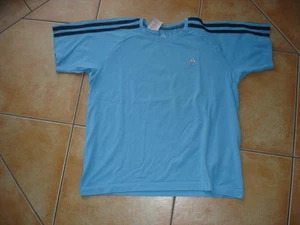 adids   T-Shirt    Gr. 152  climalite  hellblau dunkelblau mit Logo Stickerei - Bild 1 von 6