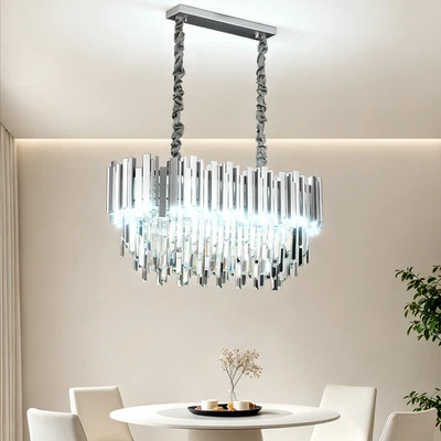 Modern Crystal Chandelier 10xE14 Lights Pendant Light For Living Room 80CM - Image 1 of 4