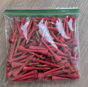 Vintage Wooden Golf Tees Red Lot Of 100 Pieces - Picture 1 of 4