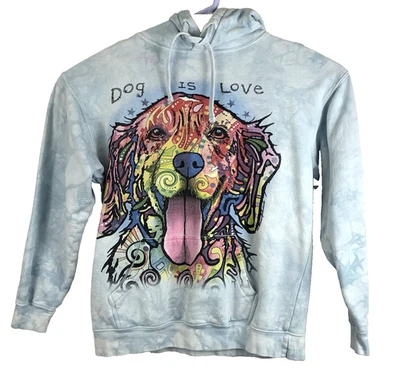 Sudadera con Capucha The Mountain Unisex Talla M Dog Is Love Tie-Dye Dean Russo 2015 Azul Foto 1 de 4
