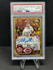 Matt McLain RC 2023 Topps Chrome Update Zafiro Dorado Automático/50 PSA 10 - Imagen 1 de 2