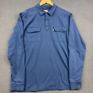 Levi's Henley Shirt Mens XL Blue Long Sleeve Casual Button Up RN 117508 - Picture 1 of 12