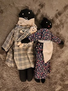 Vintage African American Folk Art Cloth Rag Dolls 12” Mother, Child & Baby  - Picture 1 of 7