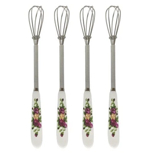 4 Pieces 7 Inches Small Stainless Steel Whisks with Flower Shape Ceramic Hand... - Picture 1 of 9