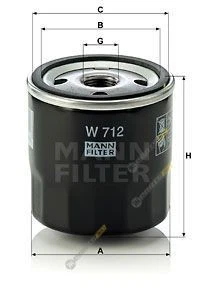 1 x MANN Oil Filter W 712 for FORD ESCORT SEDAN 12/74-08/80 - image 1 of 1