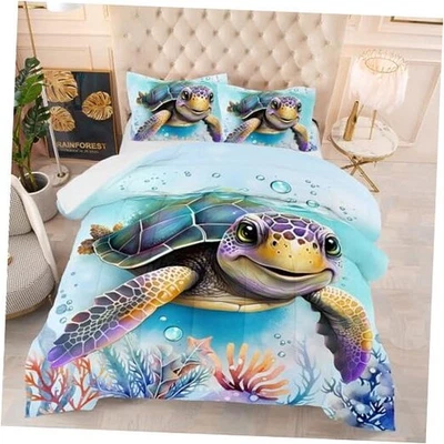  Juego de edredón tortuga hawaiana Nature Blue Sea para niñas niños adolescentes gemelo 05 Foto 1 de 4