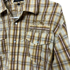 Camisa a Presión Monarchy XXL Para Mujer A Cuadros Perla Occidental Bordada Manga Larga - Imagen 1 de 9