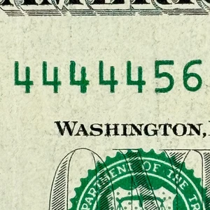 Five in a Row 4s Leading Chunky Ladder 4444456... Dollar Fancy Serial Number - Picture 1 of 6