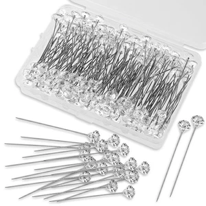 3X(200Pcs Pins for Flower Bouquet Clear Diamond Straight Pins 2 Inch Floral9444 - Picture 1 of 7