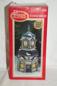 1996 DICKENS COLLECTIBLES TOWNE SERIES PORCELAIN CLOCK TOWER W/BOX LIGHT NOS - Picture 1 of 11