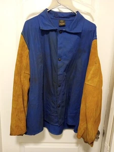 Tillman Shirt Mens XL Blue Welding Protective Leather/Suede sleeves Workwear - Picture 1 of 3