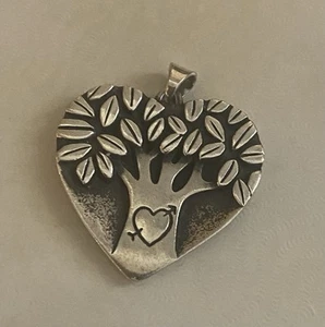 Retired James Avery Tree with Heart LASTING LOVE Heart Pendant Sterling Silver - Picture 1 of 7