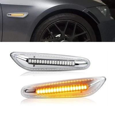 FOR BMW E46 E60 E61 E81 E82E83E84E87 E90 E91 LED Side Marker Light Dynamic Clear Foto 1 de 4