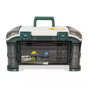 Outdoor Sports Angled Fishing Tackle Box Storage System, Green / Tan, 11.5oz - Picture 1 of 6