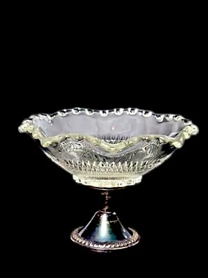 Plato de caramelo vintage Duchin Creation ~ base ponderada de plata esterlina ~ vidrio estriado  Foto 1 de 4