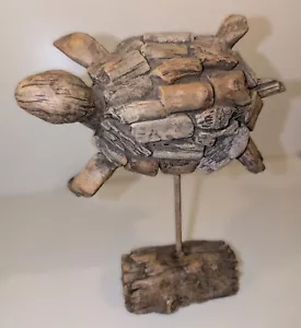Sea Turtle Driftwood Sculpture Faux Wood Coastal Beach Inspired Decor -11” tall - Picture 1 of 12