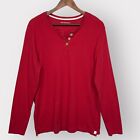 Burt's Bees Baby Thermal Top Men Size XL Red Henley Long Sleeve Organic Cotton