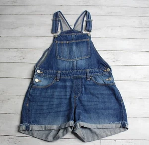Old Navy Girl's Denim Blue Jean Bib Overalls Shorts Size XL 14 - Picture 1 of 9