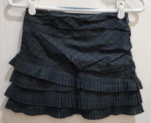 Ralph Lauren Girls Ruched Tiered Pleated Skirt Side Zip Green Plaid 10 *Sample* - Picture 1 of 9
