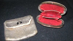 2 Antique Victorian Coin purses silver mesh cross rare clam shell pc TLC 1800s - Picture 1 of 10